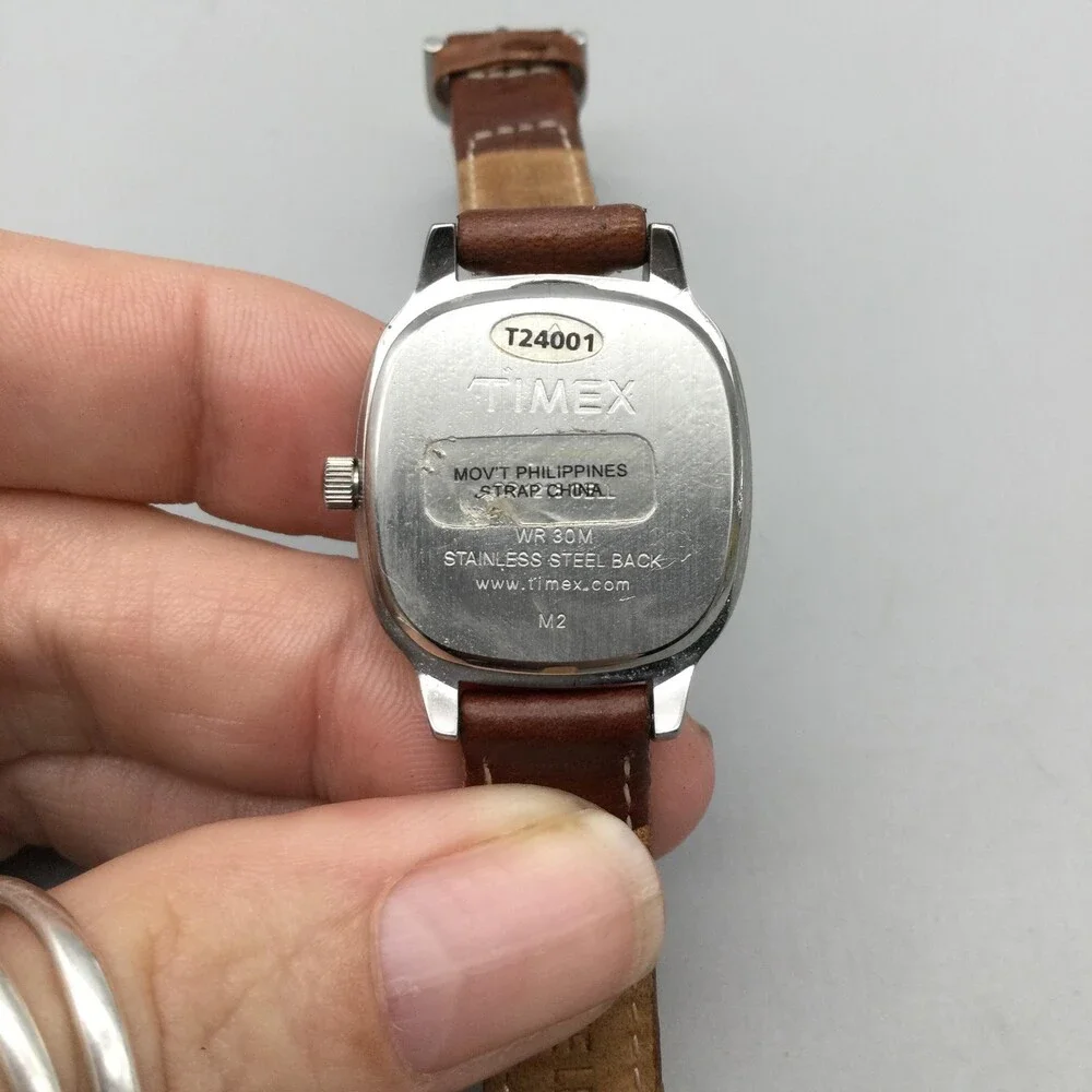 Timex Indiglo Womens Watch 26mm White Dial Brown Leather T24001 New Battery